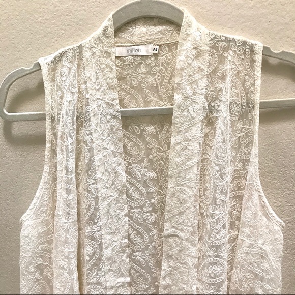 Millau Waterfall Vest Embroidered Cream Size M - Picture 4 of 9